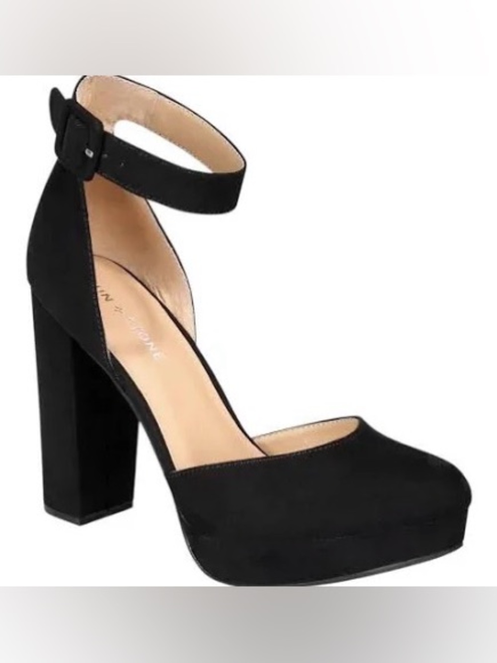 Women’s Black Ankle-Strap Block Heel Pumps